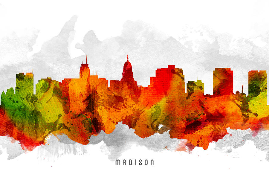 Madison Painting - Madison Wisconsin Cityscape 15 by Aged Pixel