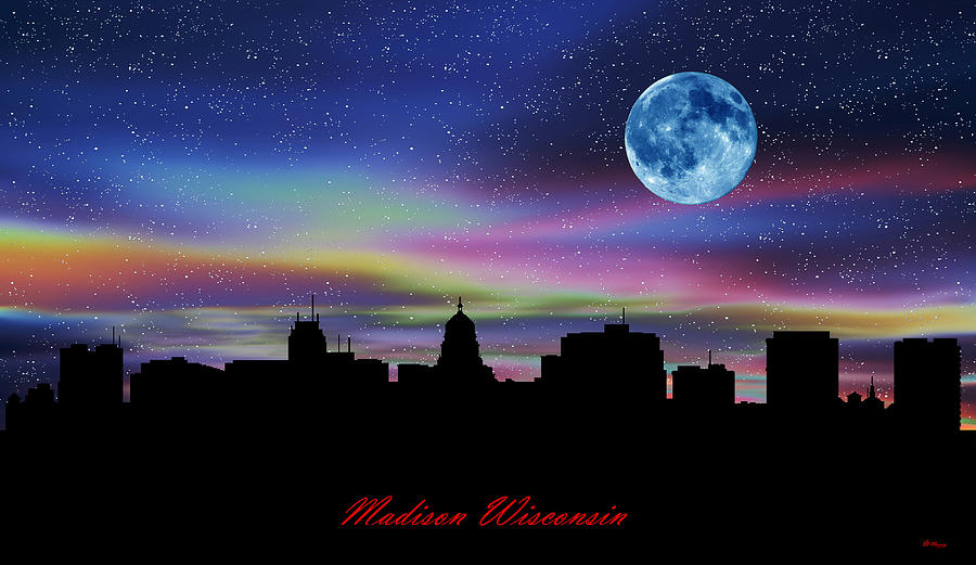 Madison Wisconsin Twilight Skyline Digital Art by Gregory Murray