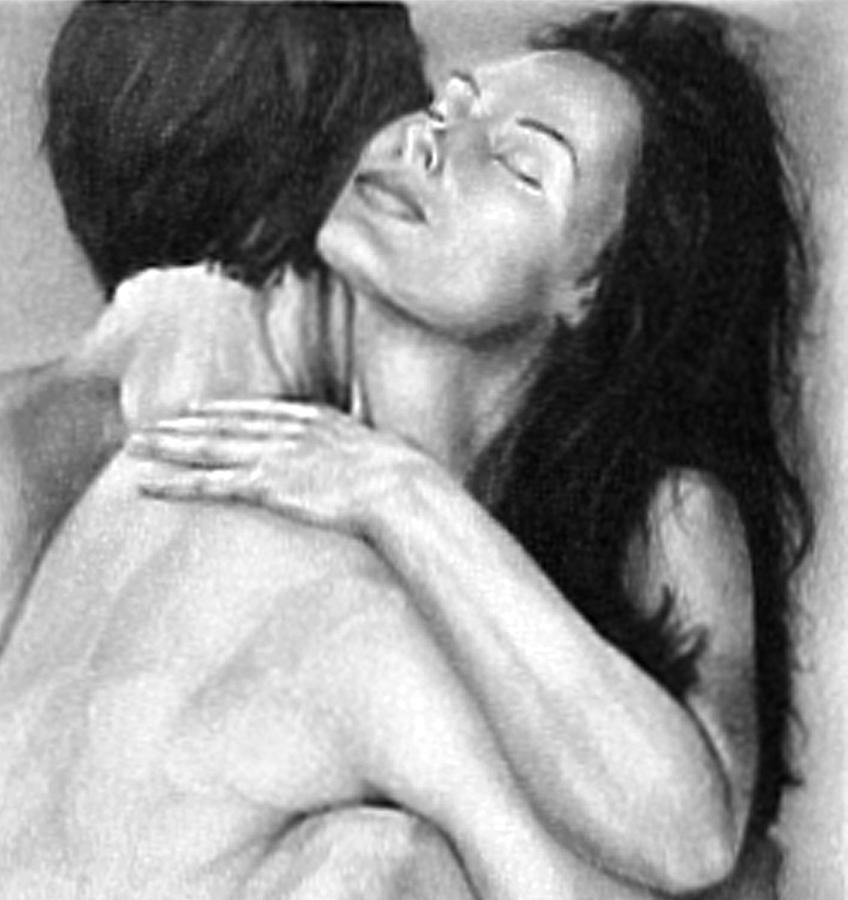 Realism Drawing Charcoal On Paper - Madly In Love Couple Painting by RjFxx at beautifullart com Friedenthal