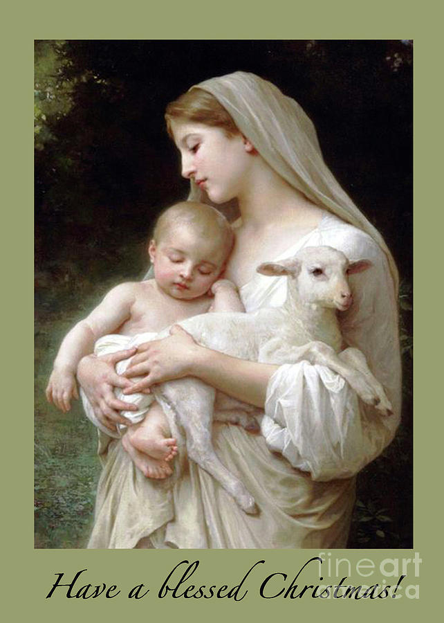 Madonna And Child Digital Art - Madonna and baby Jesus with lamb by Maureen Tillman