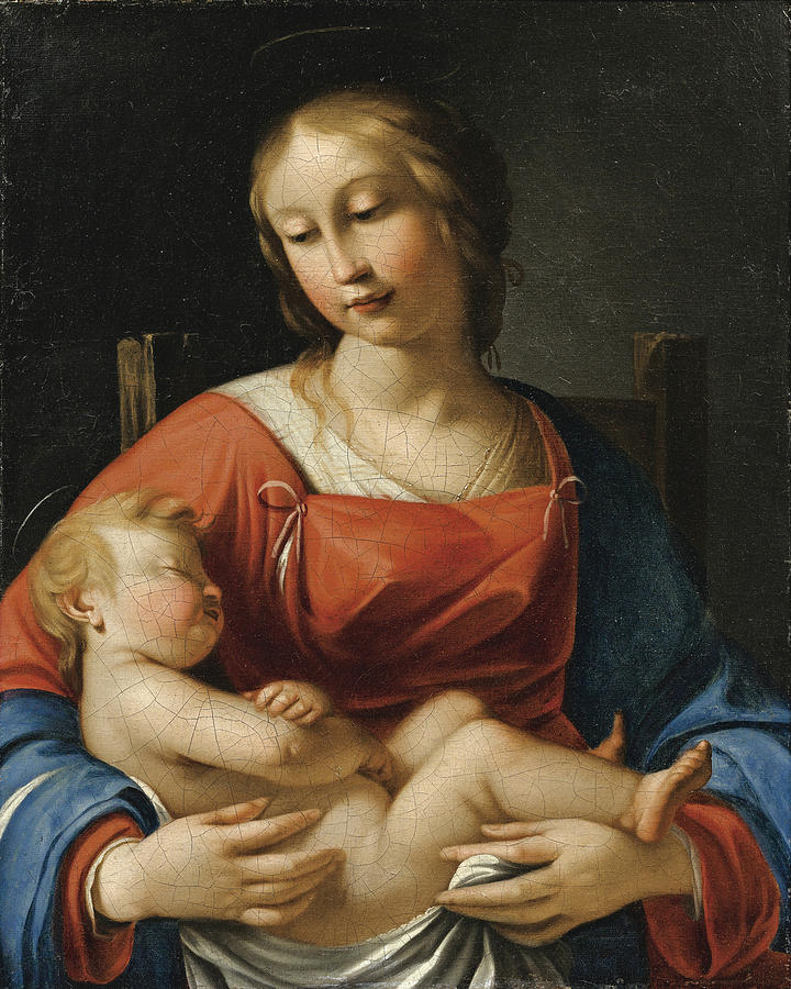 Madonna and Child Painting by Attributed to Jacques Blanchard