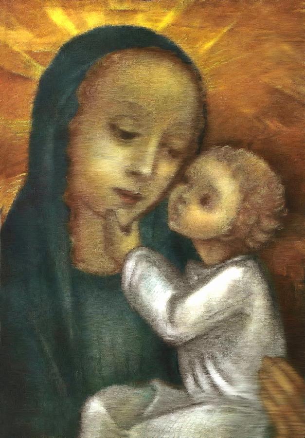 Madonna And Child Ausschnitt Painting by Ausschnitt