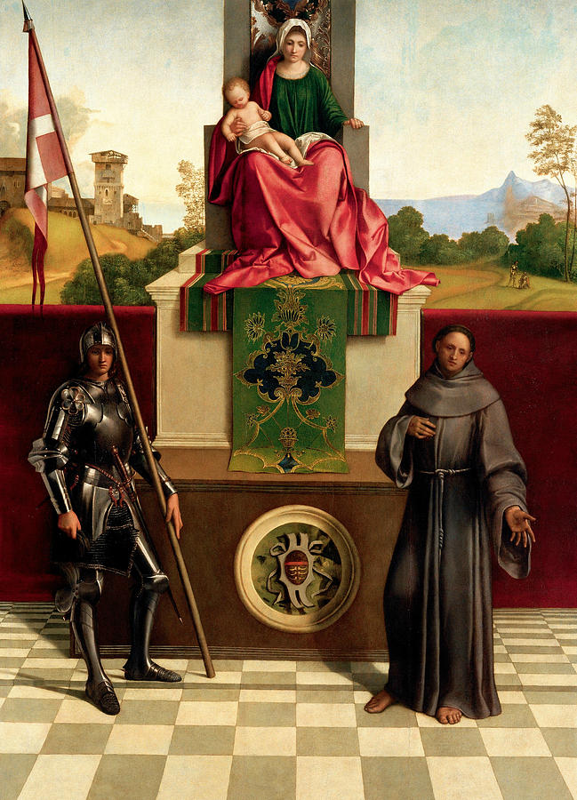 Madonna and Child between St. Francis and St. Nicasius Painting by Giorgione Madonna and Child between St. Francis and St. Nicasius Painting by Giorgione