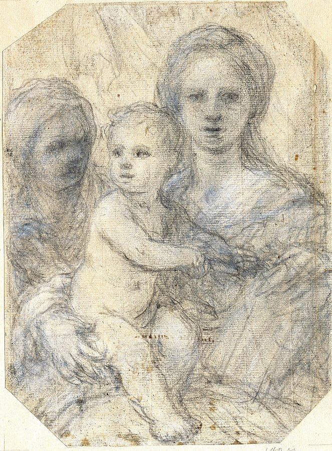 Madonna and Child Drawing by Elisabetta Sirani