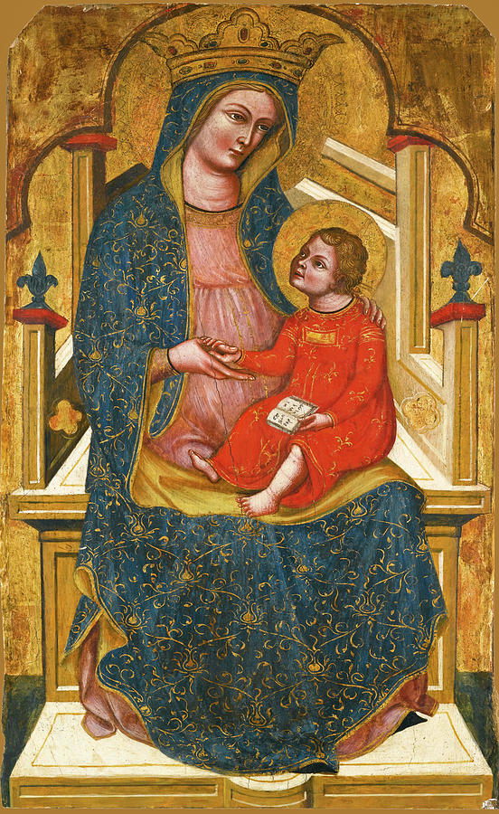 Madonna and Child enthroned Painting by Master of the Pesaro Crucifix