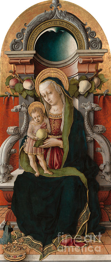 Madonna Painting - Madonna and Child Enthroned with Donor, 1470 by Carlo Crivelli