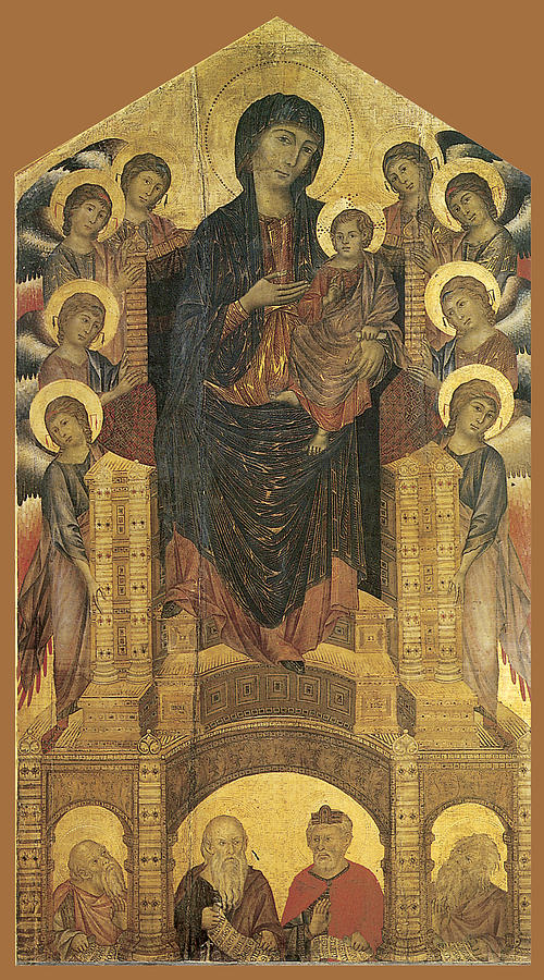 Madonna and Child Enthroned with Eight Angels Painting by Cimabue