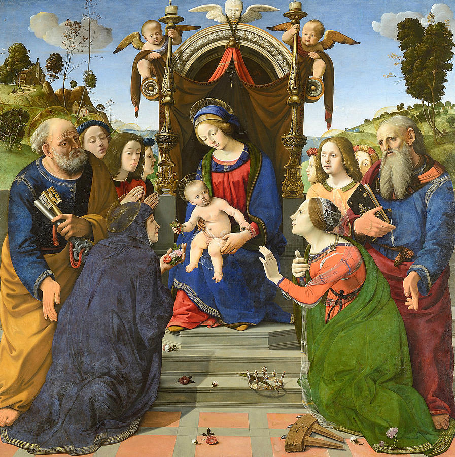 Madonna and Child Enthroned with Saints Painting by Piero di Cosimo