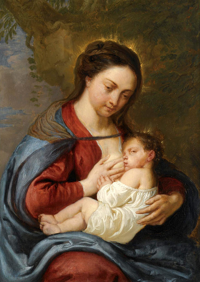 Madonna and Child Painting by Follower of Peter Paul Rubens