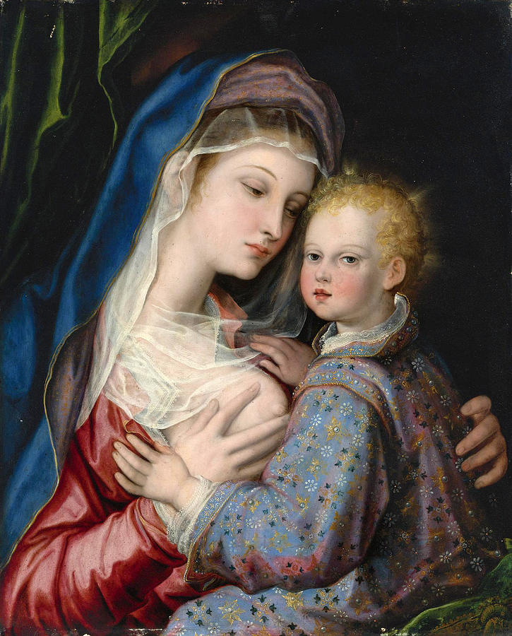 Madonna and Child Painting by Giovanni Bernardo Lama