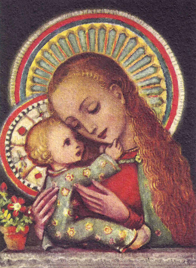 Madonna and Child Halos Painting by Unknown