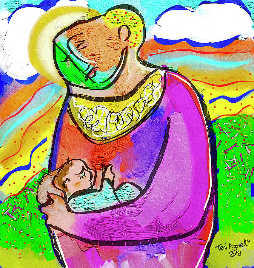 Madonna And Child Digital Art by Ted Azriel