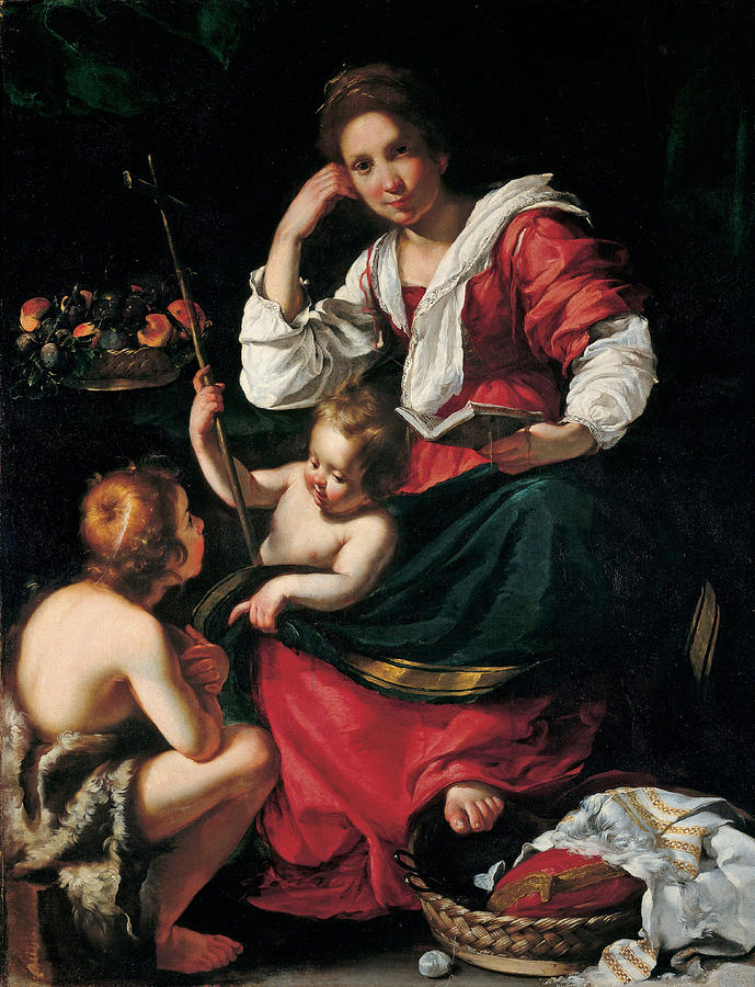 Madonna and Child with Infant Saint John Painting by Bernardo Strozzi