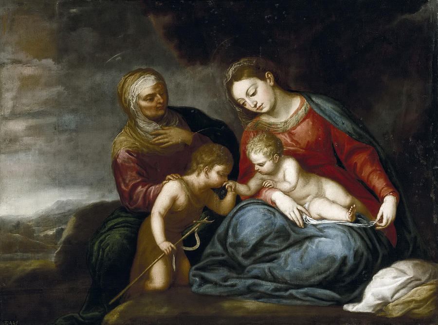 Madonna and Child with Saint Elizabeth and John the Baptist Painting by Pedro Atanasio Bocanegra