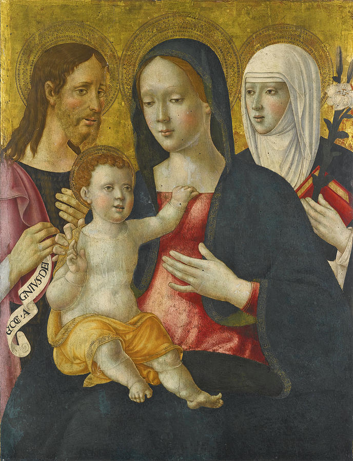 Madonna and Child with Saint John the Baptist and Saint Catherine Painting by Girolamo di Benvenuto