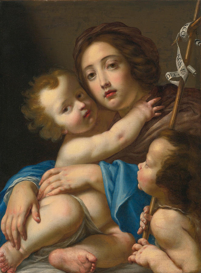 Madonna and Child with Saint John the Baptist Painting by Cesare Dandini