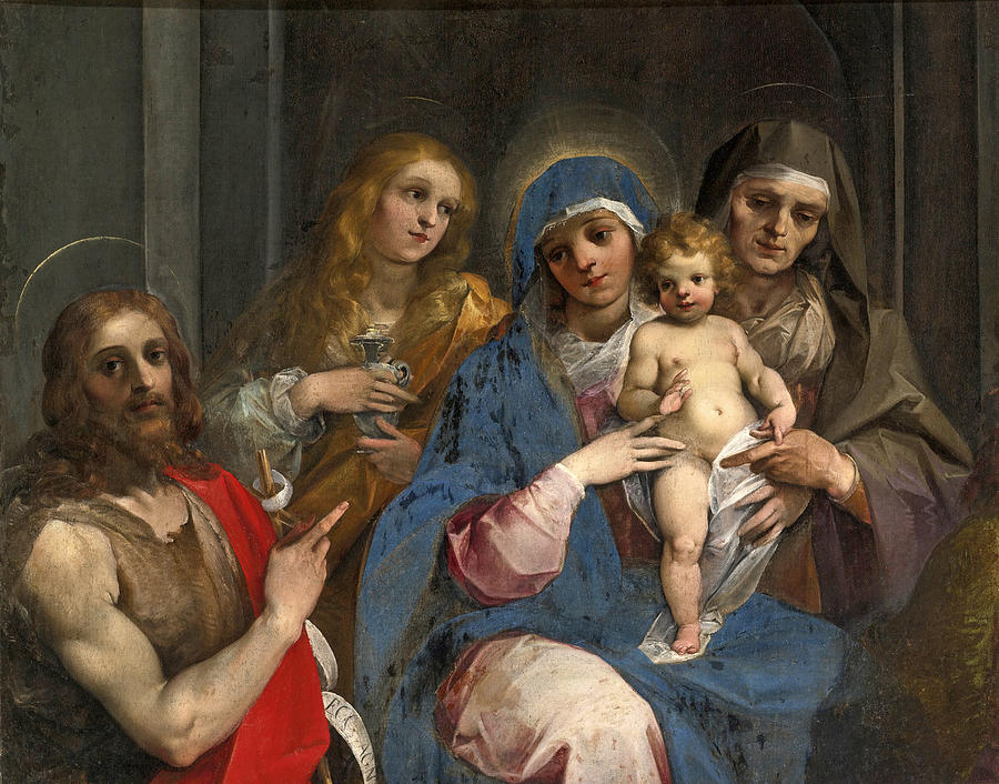 Madonna and Child with Saint John the Baptist Mary Magdalen and Saint Anne Painting by Giuseppe Cesari