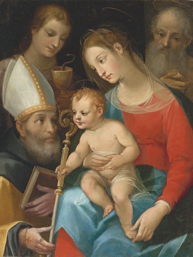 Madonna and Child with Saints Augustine John the Evangelist and Joseph Painting by Vincenzo Rustici