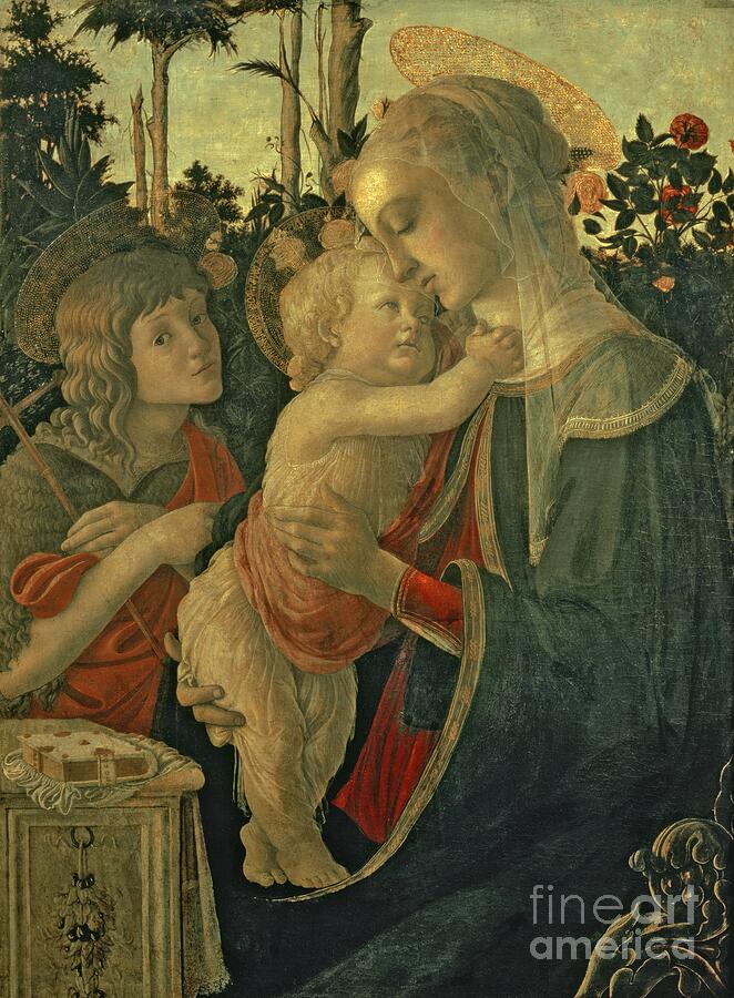 Sandro Botticelli Painting - Sandro Botticelli, Madonna and Child with St. John the Baptist by Sandro Botticelli