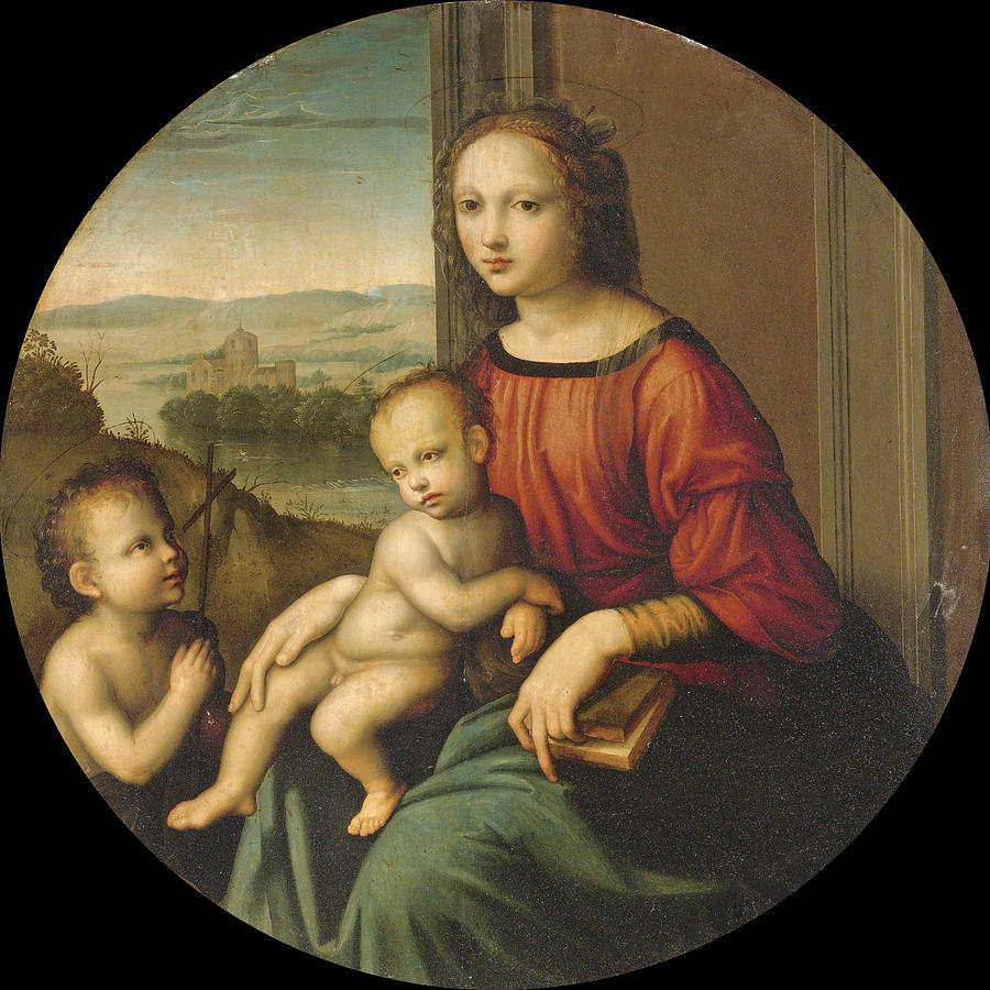 Madonna and Child with the Infant Saint John Baptist Painting by Master of the Scandicci Lamentation
