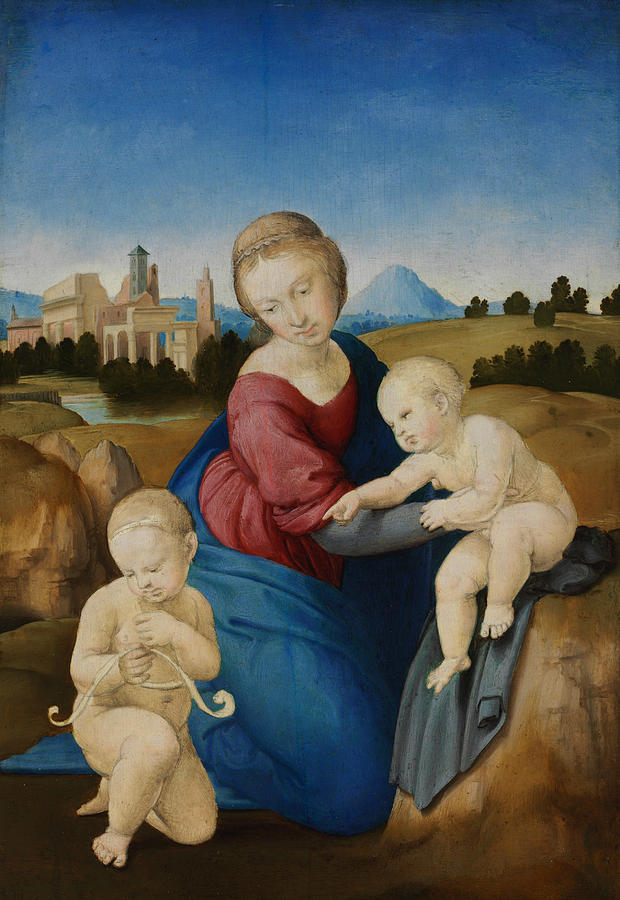 Madonna and Child with the Infant Saint John Painting by Raphael
