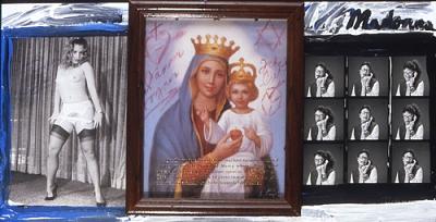 Assemblage Drawing - Madonna Batters Gad by Simone Gad Assemblage Drawing - Madonna Batters Gad by Simone Gad