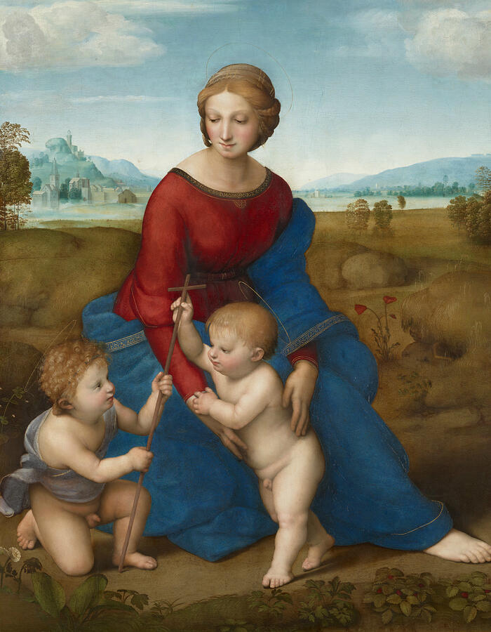 Madonna in the Meadow, from 1505-1506 Painting by Raphael Madonna in the Meadow, from 1505-1506 Painting by Raphael