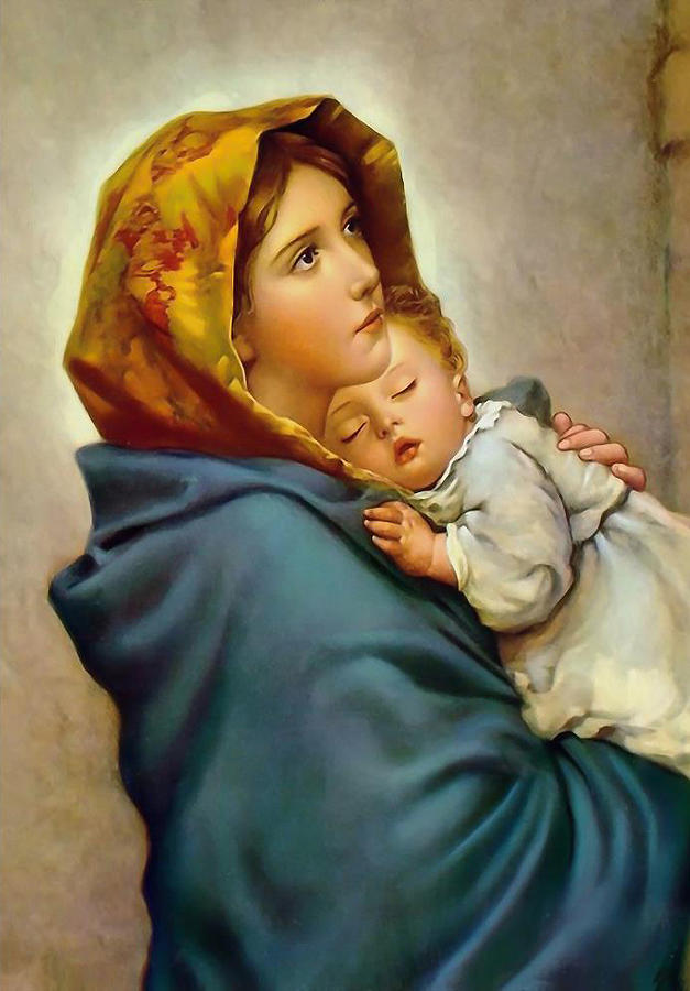 Vintage Painting - Madonna of the Street Painting Virgin Mary Art by Roberto Ferruzzi