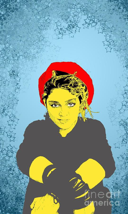 Maverick Digital Art - Madonna on Blue by Jason Tricktop Matthews