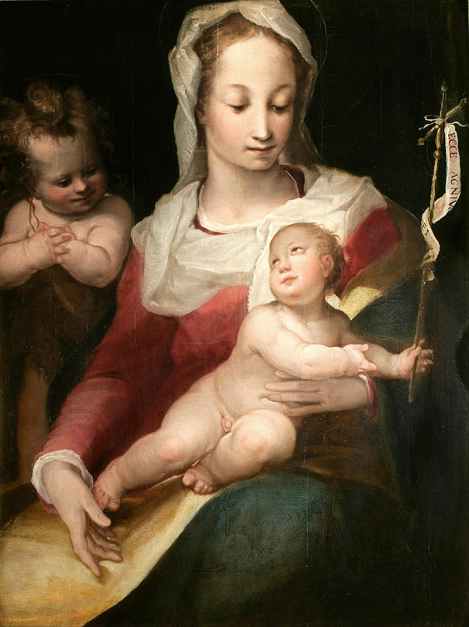 Madonna with Child and Young Saint John Painting by Alessandro Casolani
