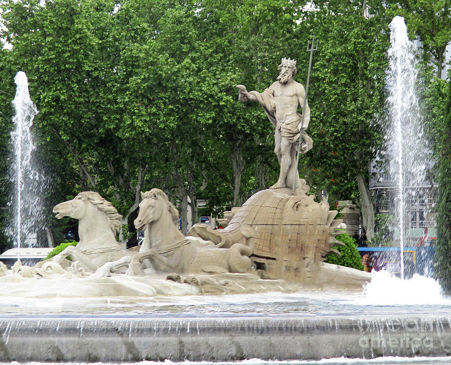 Madrid Neptune Fountain Photograph by Randall Weidner