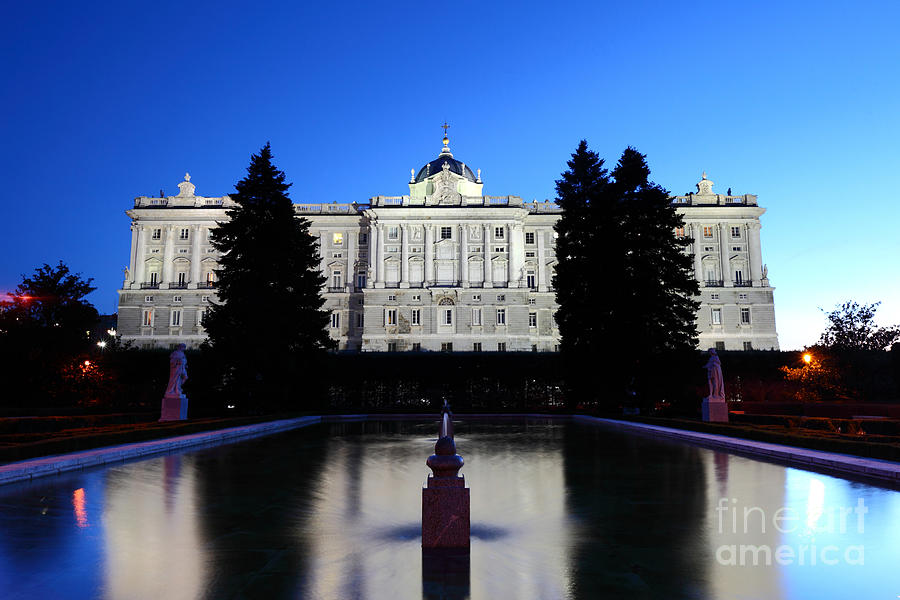 Madrid Royal Palace and Sabatini Gardens at Blue Hour Photograph by James Brunker