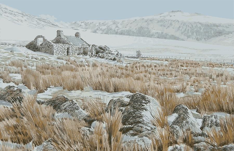 Mountain Painting - Maen y Gaseg in winter by Alwyn Dempster Jones