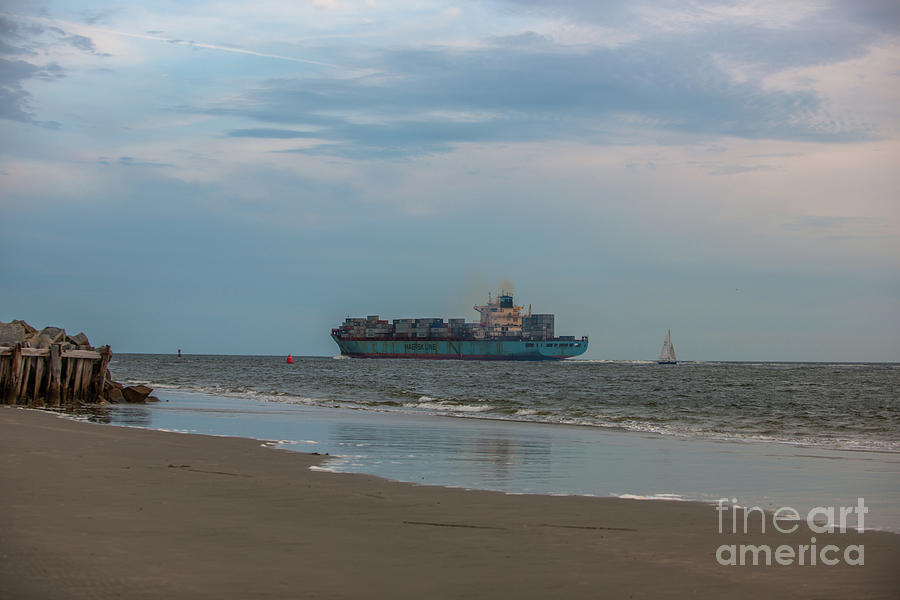 Cargo Ship -  Leaving Charleston Photograph by Dale Powell