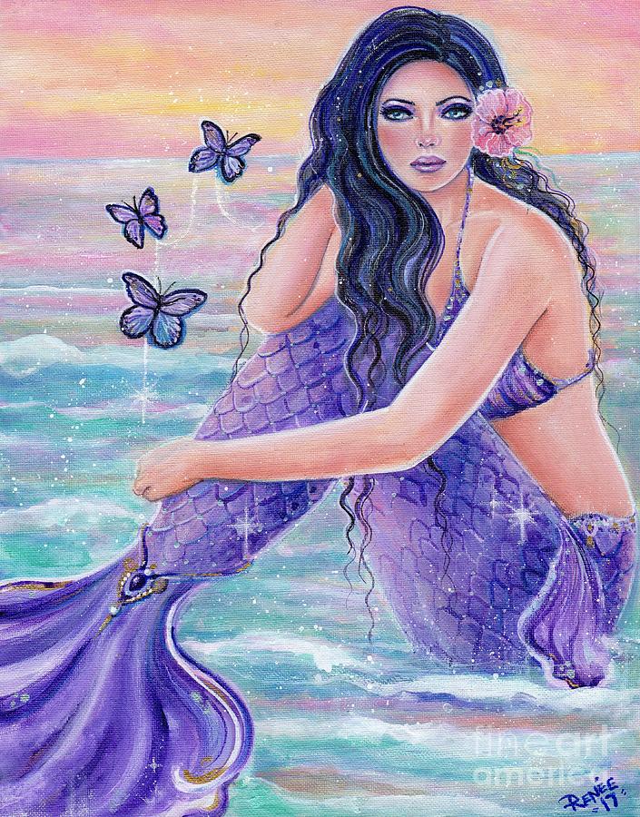 Butterfly Painting - Maeva mermaid by Renee Lavoie