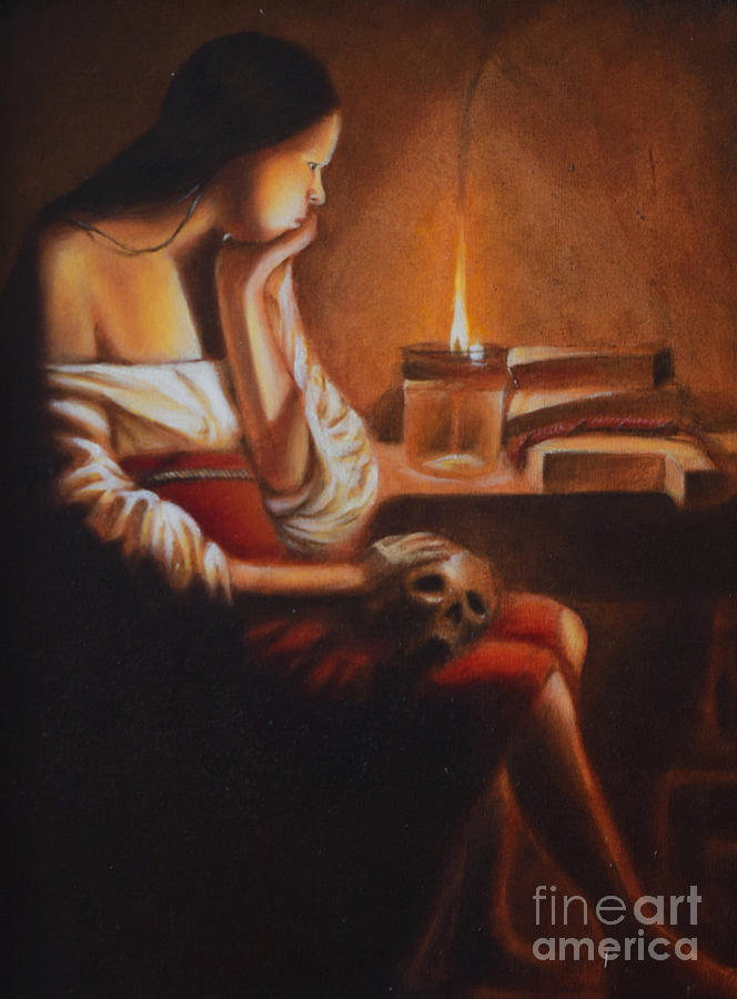 Skull Painting - Magdalen With Smoking Flame by Jake Morris