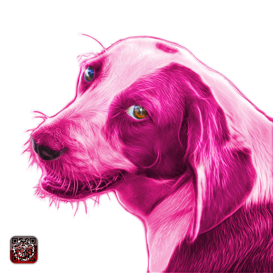 Magenta Beagle dog Art- 6896 -WB Painting by James Ahn
