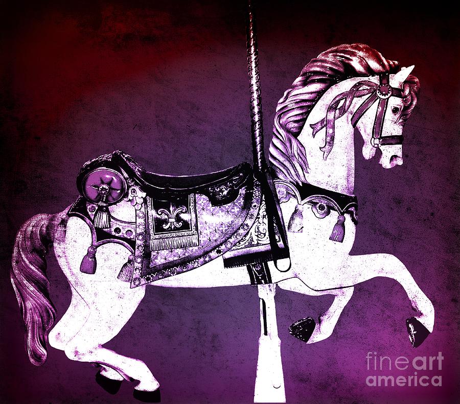 Magenta Carousel Horse Digital Art by Patty Vicknair