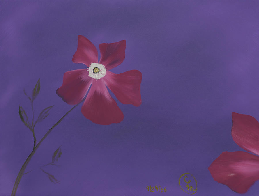 Magenta Flower on Plum Background Painting by Stephen Daddona