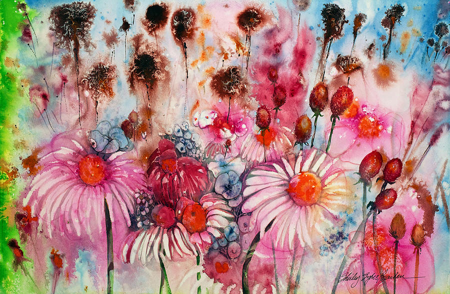 Magenta May Flowers Painting by Shirley Sykes Bracken