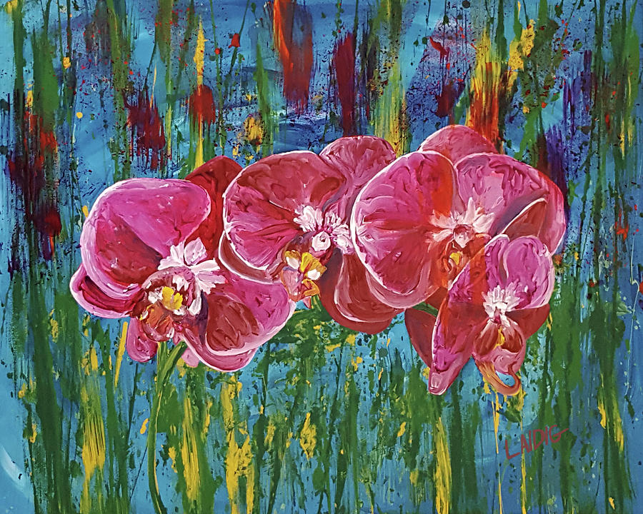 Magenta Orchids Painting by Aarron Laidig