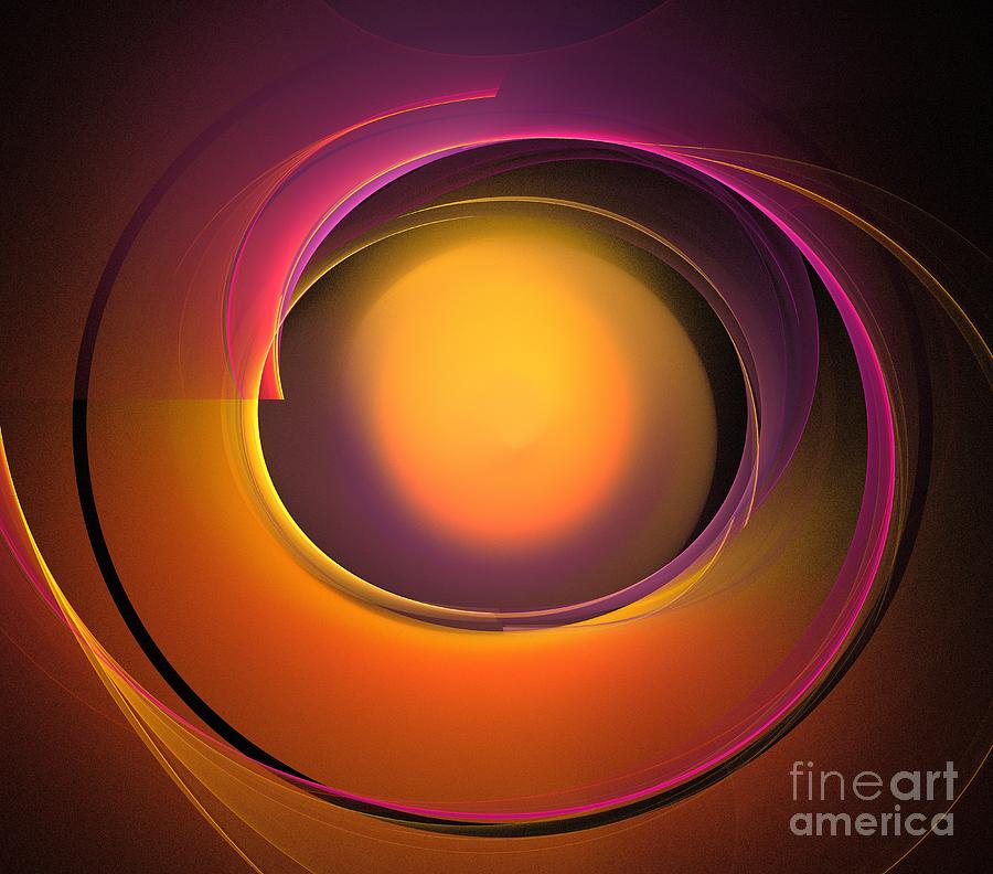 Abstract Digital Art - Magenta Sun Orb by Kim Sy Ok