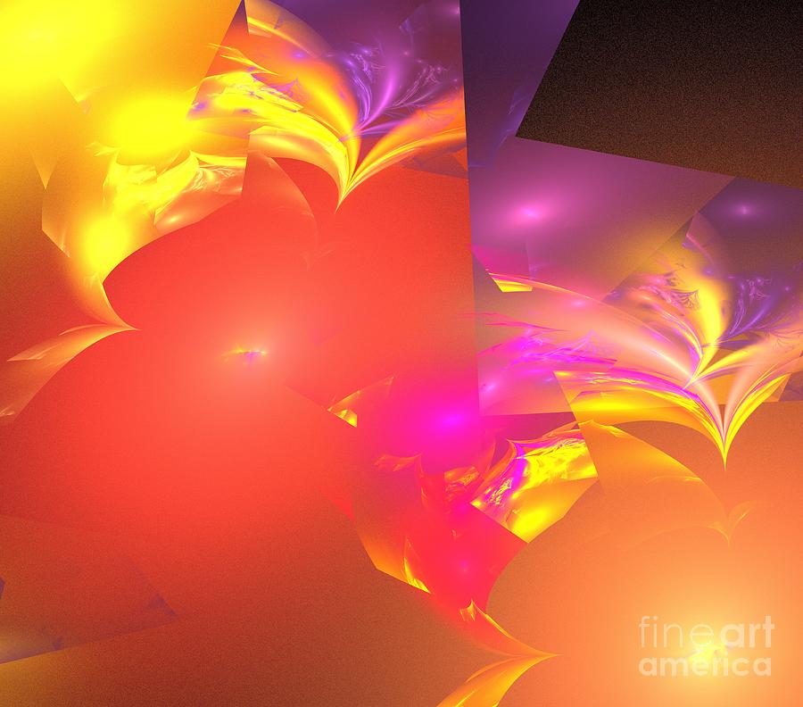 Abstract Digital Art - Magenta Sun Wishes by Kim Sy Ok