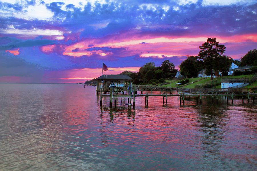 Magenta Sunset at the James River Photograph by Ola Allen