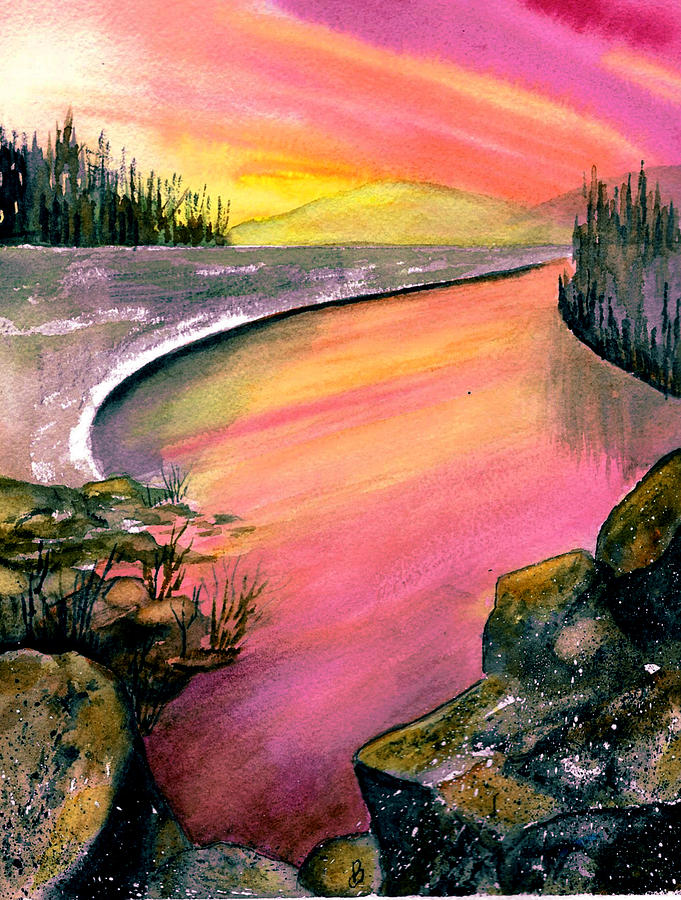 Magenta Sunset Painting by Brenda Owen