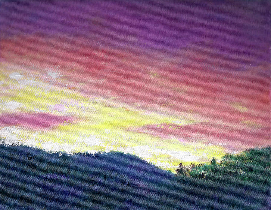 Magenta Sunset oil landscape Painting by Judith Cheng