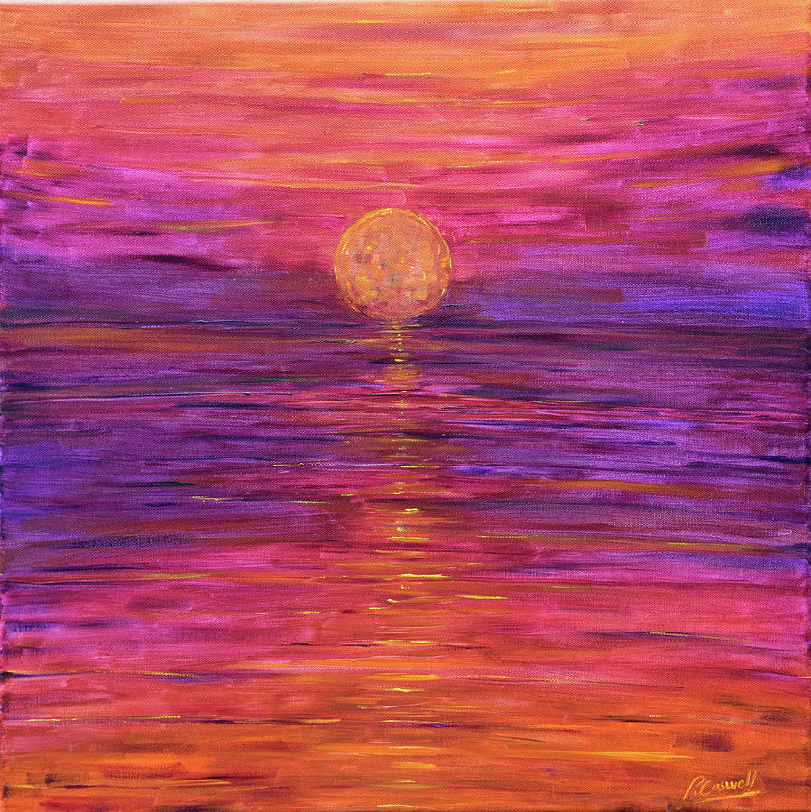Magenta sunset Painting by Pete Caswell