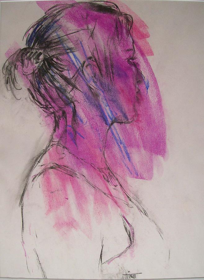Portrait Painting - Magenta by Tina Siddiqui Portrait Painting - Magenta by Tina Siddiqui