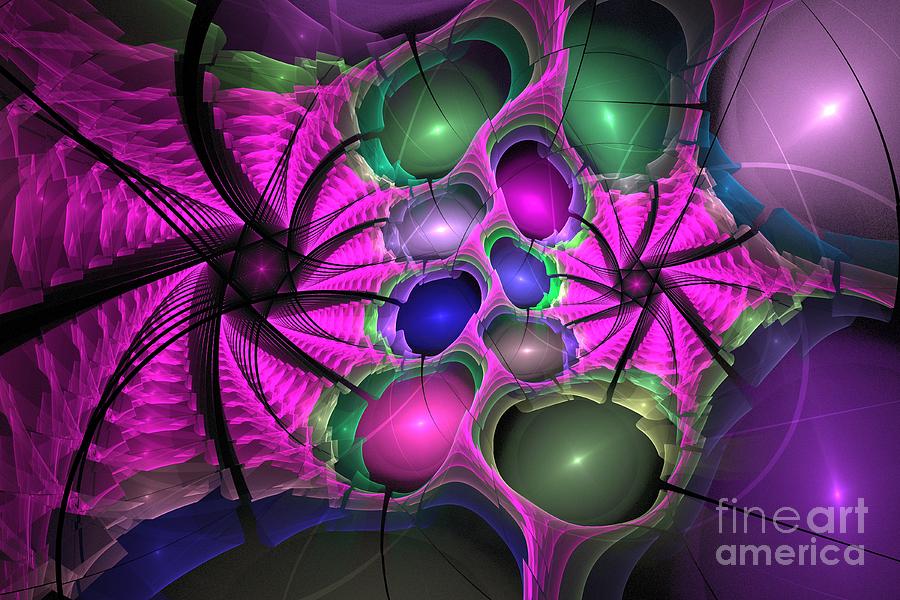 Abstract Digital Art - Magenta Wings by Kim Sy Ok
