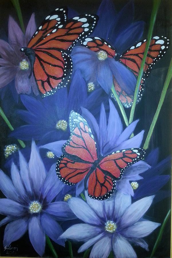 Butterfly Painting - Magic butterflies by Judit Szalanczi